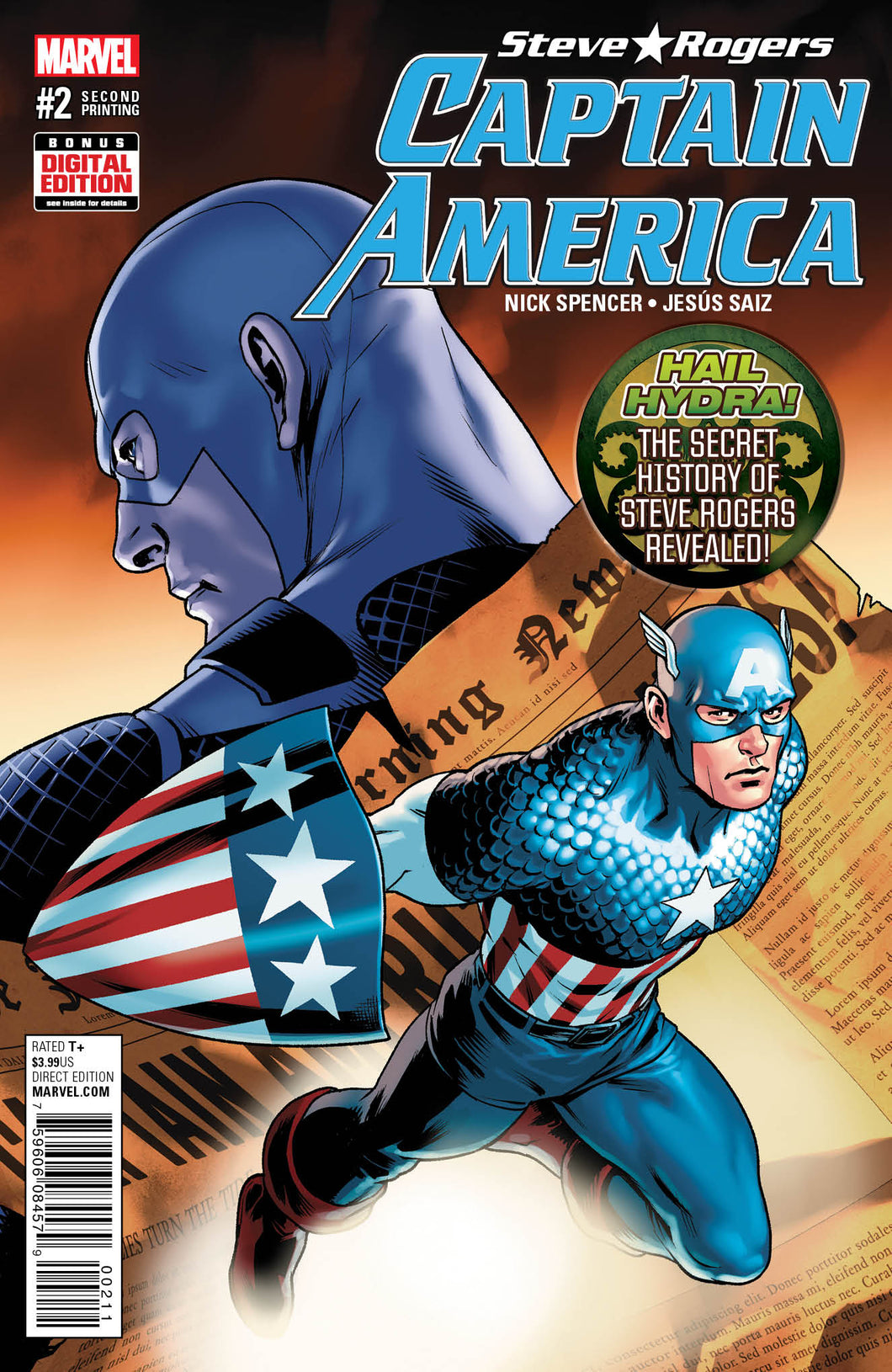 CAPTAIN AMERICA STEVE ROGERS #2 SAIZ 2ND PTG VAR